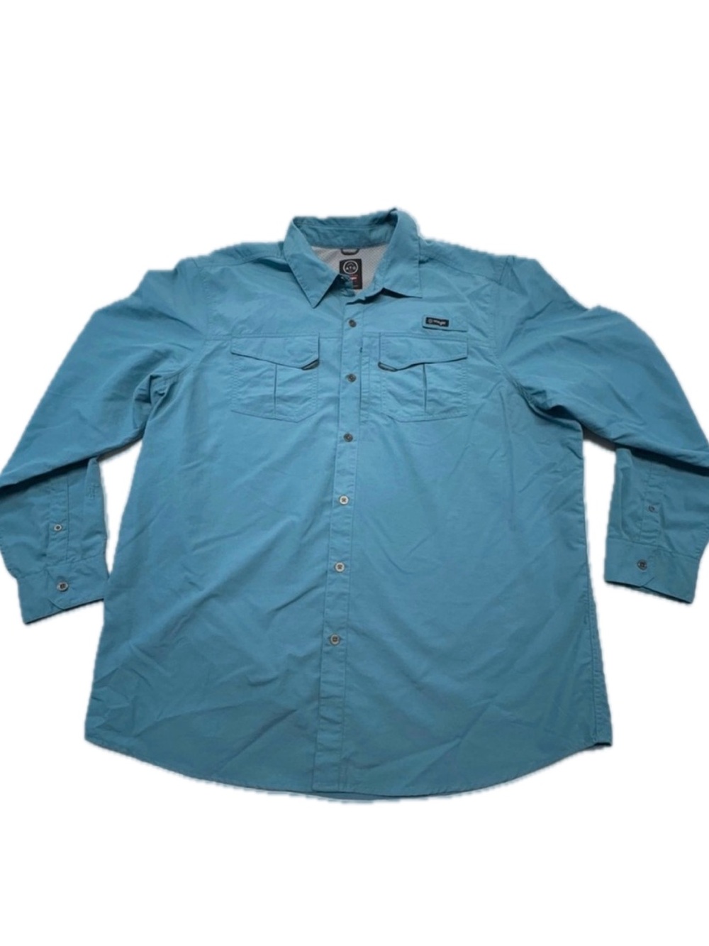 ATG by Wrangler Mens Long Sleeve Fishing Shirt Blue Teal Size XL